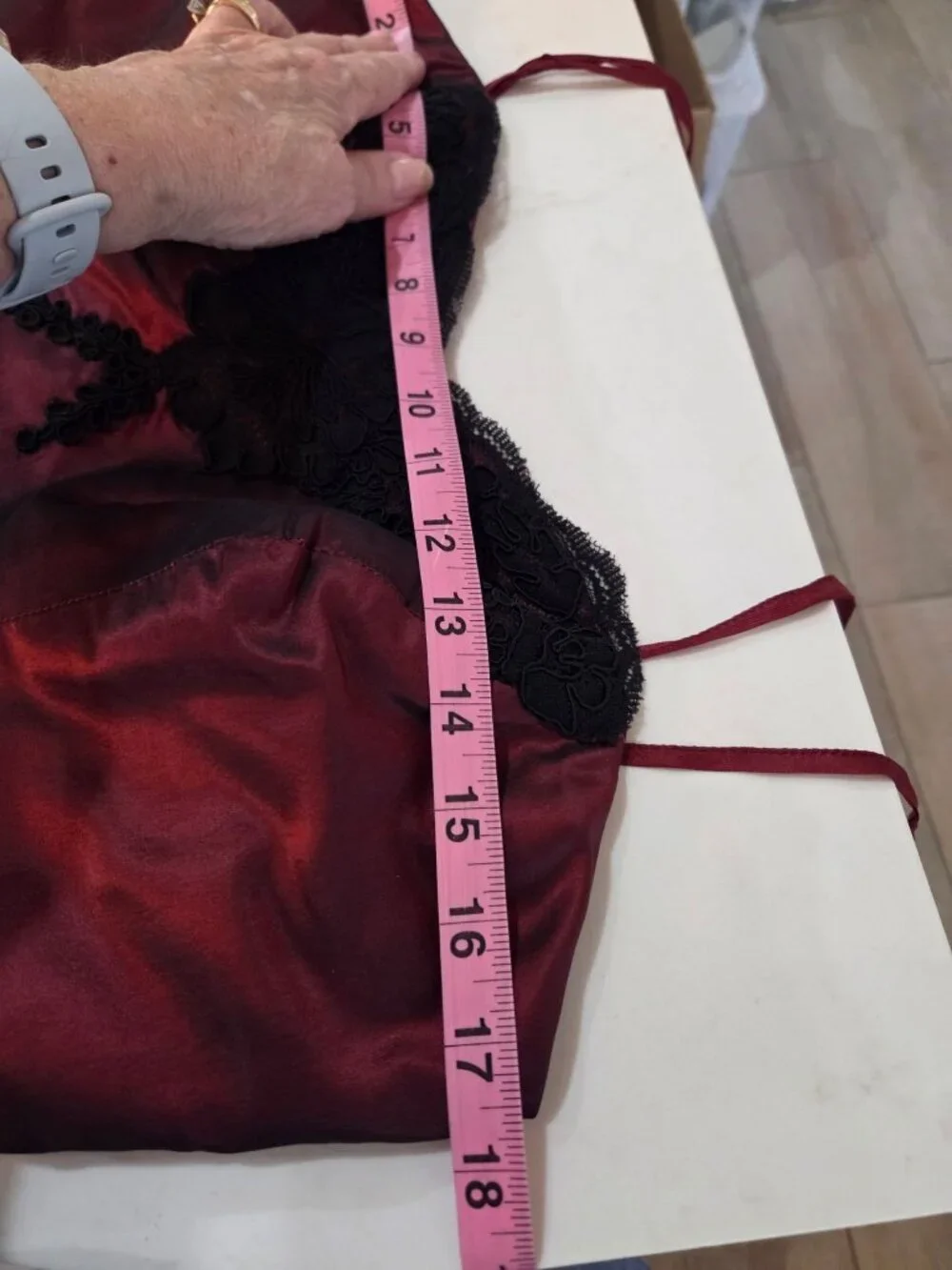 Rose Taft VTG Y2K Vamp Whimsigoth Silk Maxi Dress Burgundy Lace Appliqué Mermaid - Picture 11 of 14